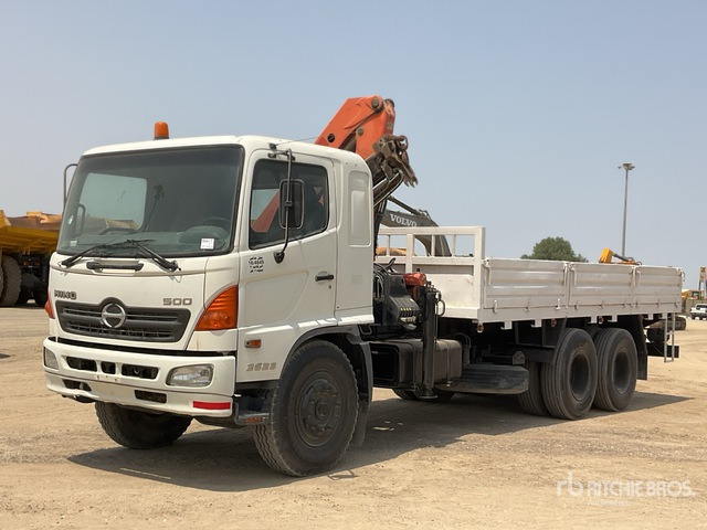 2007 Hino 500 Palfinger PK1000 4.5 ton Knuckl ... Flatbed Truck with Crane - Camion plateau, Camion grue: photos 1 2007 Hino 500 Palfinger PK1000 4.5 ton Knuckl ... Flatbed Truck with Crane - Camion plateau, Camion grue: photos 1