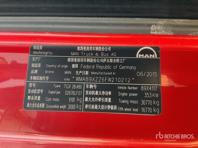 2015 MAN TGX 28.480 6x4 T/A Sleeper Truck Tractor - Tracteur routier: photos 1 2015 MAN TGX 28.480 6x4 T/A Sleeper Truck Tractor - Tracteur routier: photos 1