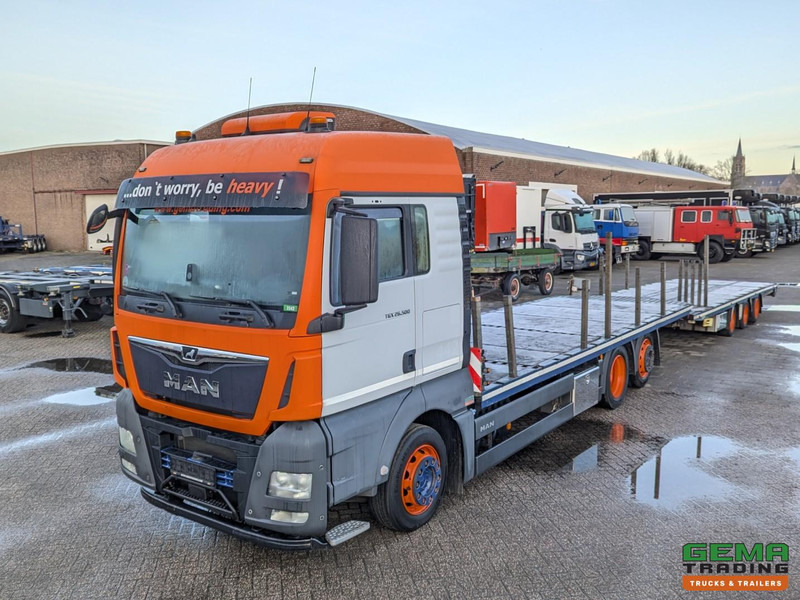 MAN TGX 26.500 6x2/4 LL Euro6 - Retarder + Recker FZ3 3-Assige Aanhanger - Uitschuifbaar - Camion porte-voitures: photos 1 MAN TGX 26.500 6x2/4 LL Euro6 - Retarder + Recker FZ3 3-Assige Aanhanger - Uitschuifbaar - Camion porte-voitures: photos 1