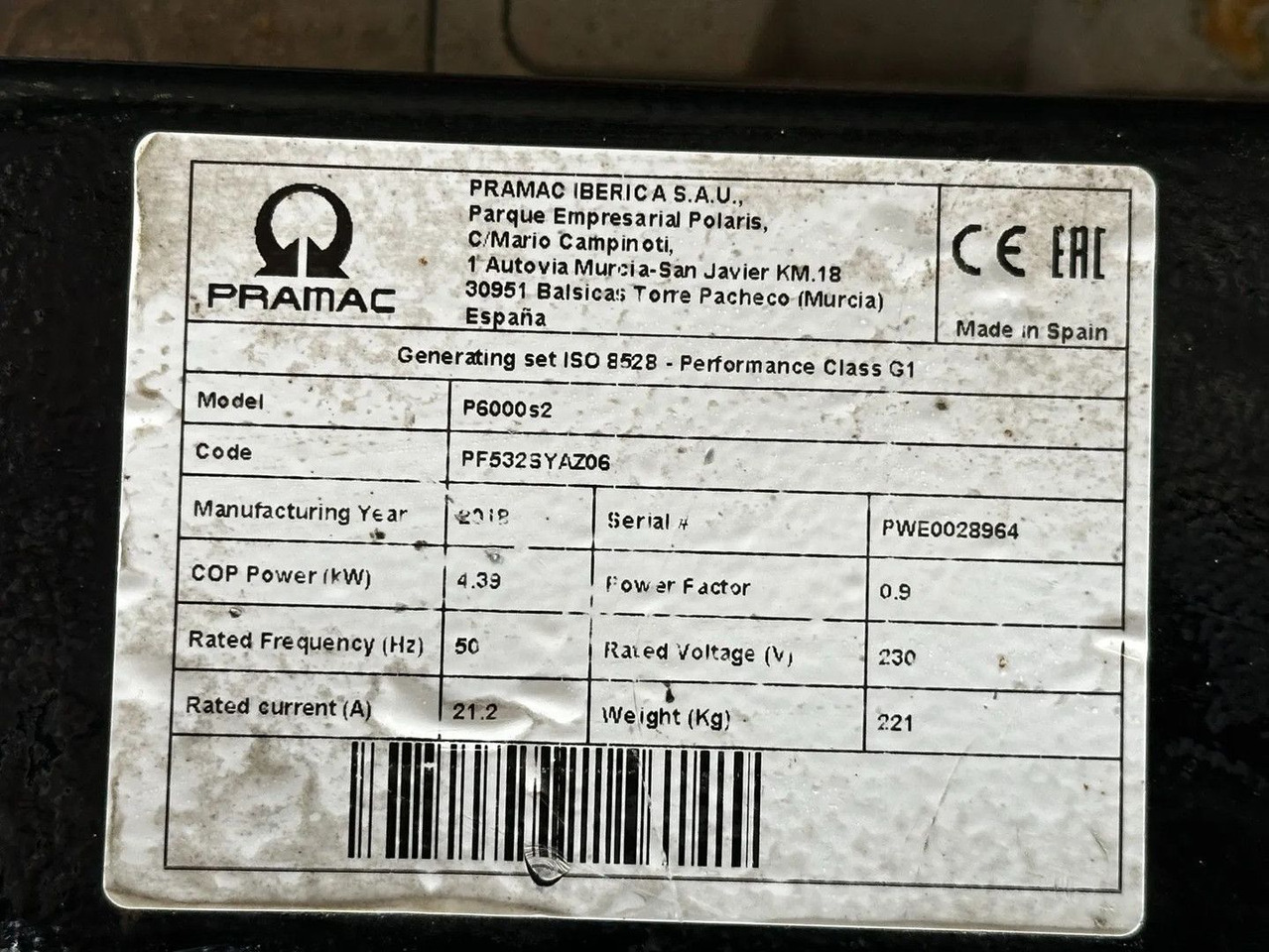 Groupe électrogène Pramac P6000S2 6KVA Generator Pramac  P6000S2 6KVA Generator: photos 12
