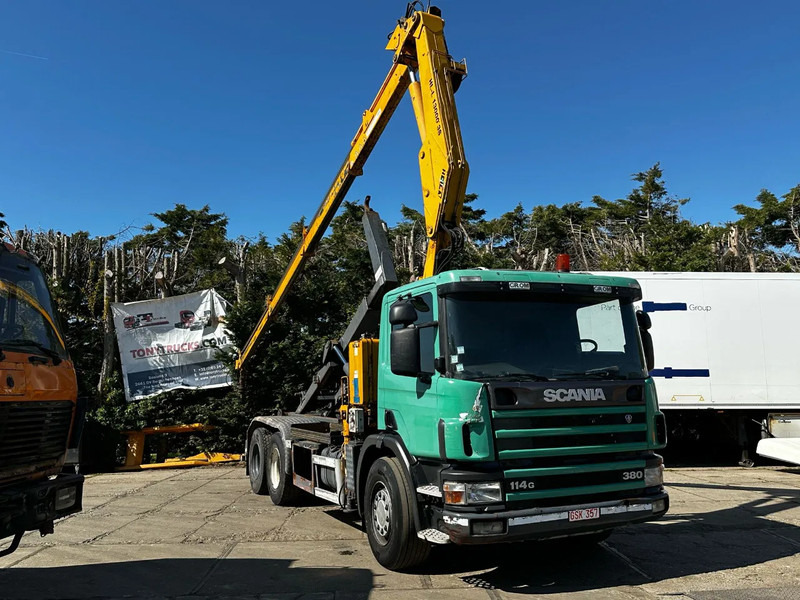 Scania P114-380 6X2 Ampirol + Heila 13000 5T Crane Manual Gear - Camion porte-conteneur/ Caisse mobile: photos 1 Scania P114-380 6X2 Ampirol + Heila 13000 5T Crane Manual Gear - Camion porte-conteneur/ Caisse mobile: photos 1