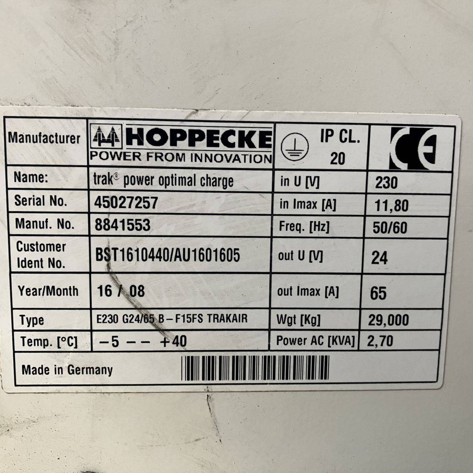 Hoppecke E230 G24/65 B-F15FS Trak power Optimal Charge (3) - Pièces de rechange pour Matériel de manutention: photos 5 Hoppecke E230 G24/65 B-F15FS Trak power Optimal Charge (3) - Pièces de rechange pour Matériel de manutention: photos 5