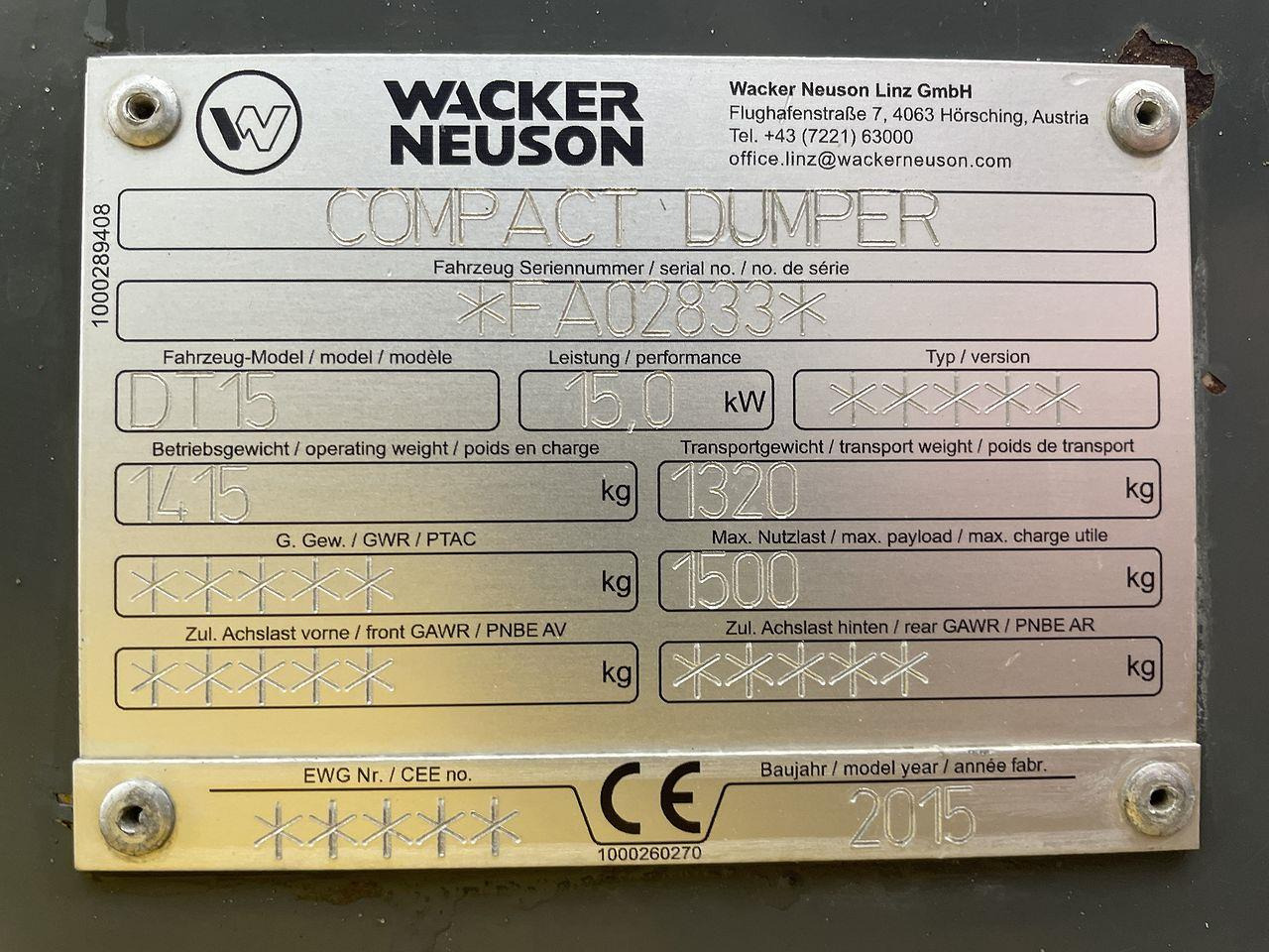 Tombereau sur chenilles Wacker Neuson DT15: photos 11 Tombereau sur chenilles Wacker Neuson DT15: photos 11