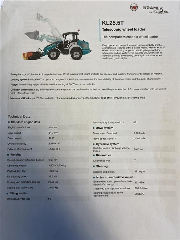 Kramer KL25.5T med Teleskoparm, så den har stor rækkevid - Valet de ferme: photos 5 Kramer KL25.5T med Teleskoparm, så den har stor rækkevid - Valet de ferme: photos 5