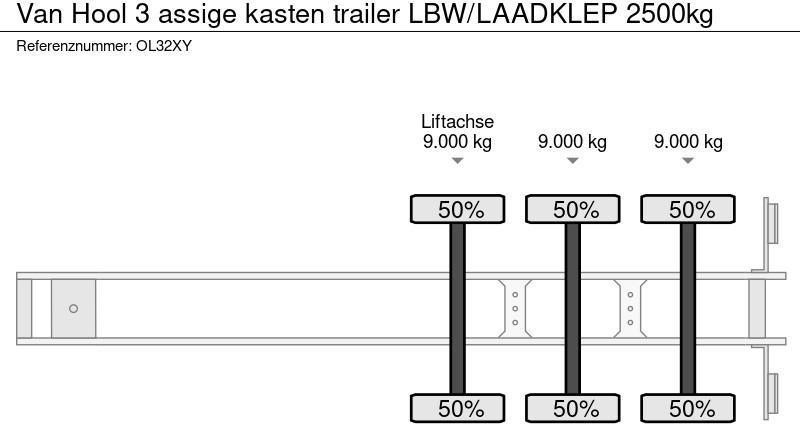 Semi-remorque fourgon Van Hool 3 assige kasten trailer LBW/LAADKLEP 2500kg: photos 8