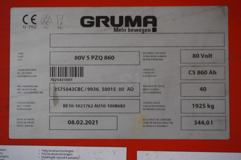 GRUMA 80 Volt 5 PzQ 860 Ah - Accumulateur pour Matériel de manutention: photos 5 GRUMA 80 Volt 5 PzQ 860 Ah - Accumulateur pour Matériel de manutention: photos 5