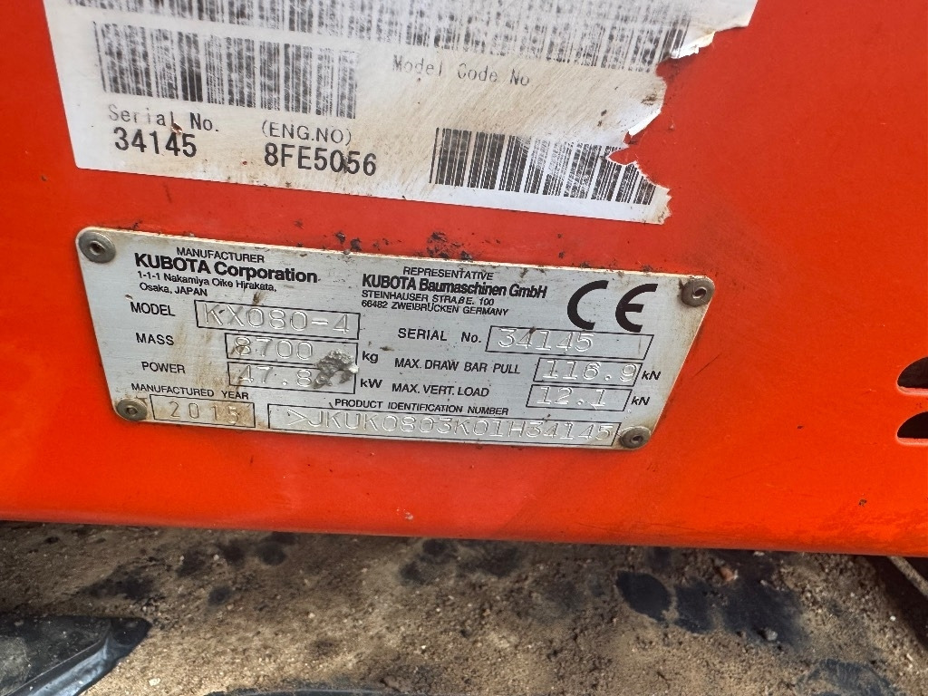 Mini pelle Kubota KX 080-4: photos 6