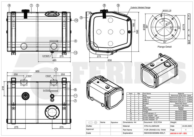 Réservoir hydraulique pour Camion neuf Hydraulic aluminum oil tank 300L: photos 12
