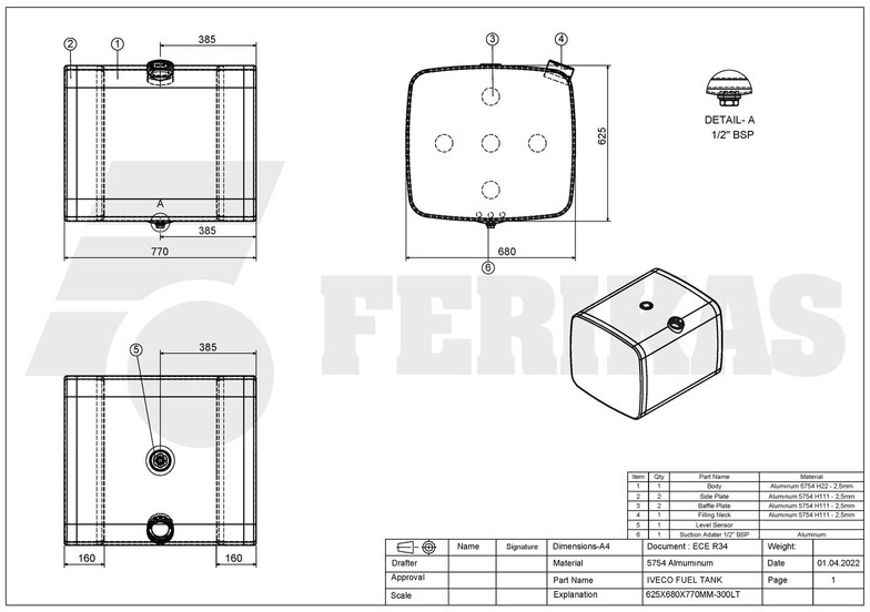 Réservoir de carburant pour Camion neuf Iveco New aluminum fuel tank 300L: photos 7