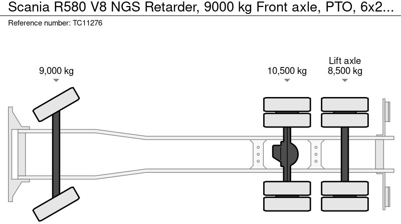 Châssis cabine Scania R580 V8 NGS Retarder, 9000 kg Vooras, PTO, 6x2: photos 9 Châssis cabine Scania R580 V8 NGS Retarder, 9000 kg Vooras, PTO, 6x2: photos 9