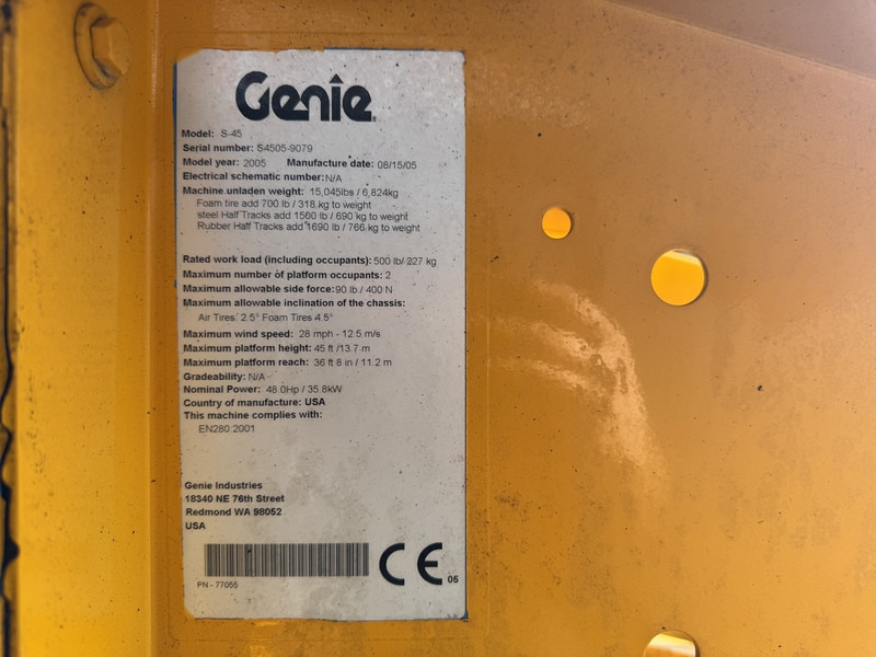 Nacelle télescopique Genie S45 4x4 DEUTZ DIESEL 3000uur  15,7M Werkhoogte: photos 8