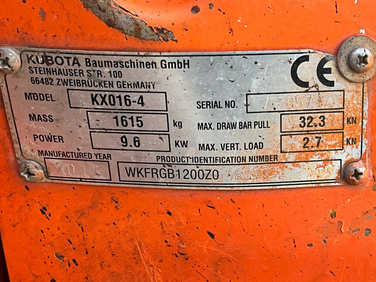 Mini pelle Kubota KX016-4: photos 37