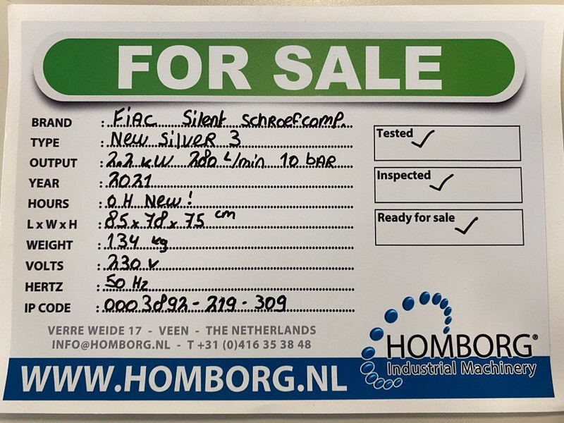 Fiac New Silver 3 Silent 2.2 kW 3 PK 280 L / min 10 Bar Elektrische Schroefcompressor - Compresseur d'air: photos 2 Fiac New Silver 3 Silent 2.2 kW 3 PK 280 L / min 10 Bar Elektrische Schroefcompressor - Compresseur d'air: photos 2