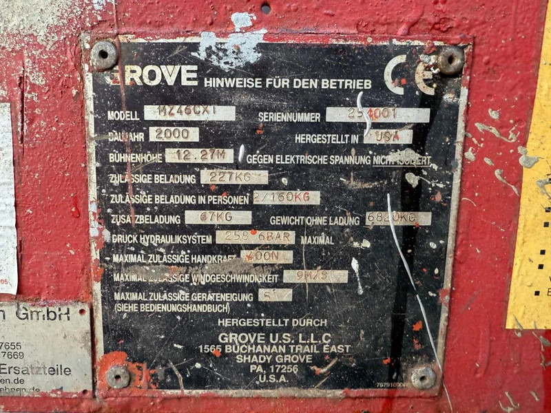 Grove MZ46 CXT 14 meter Deutz Diesel Telescoop Hoogwerker 4 x 4 - Nacelle télescopique: photos 3 Grove MZ46 CXT 14 meter Deutz Diesel Telescoop Hoogwerker 4 x 4 - Nacelle télescopique: photos 3