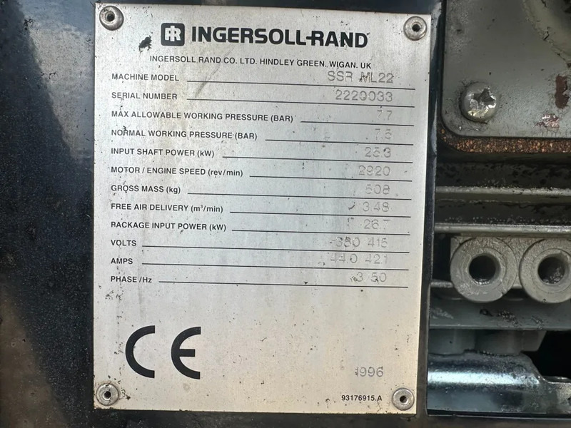 Ingersoll Rand SSR ML22 Elektrische Schroefcompressor 25 kW 3480 L / min 7.5 Bar - Compresseur d'air: photos 4 Ingersoll Rand SSR ML22 Elektrische Schroefcompressor 25 kW 3480 L / min 7.5 Bar - Compresseur d'air: photos 4
