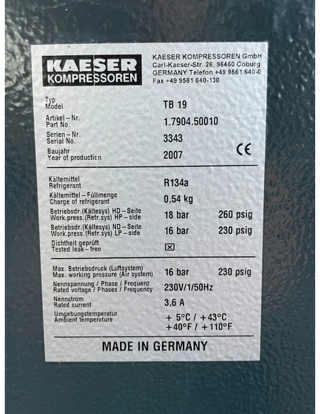 Kaeser TB19 - elektrische luchtdroger 16 Bar 2100 L/min. - Compresseur d'air: photos 4 Kaeser TB19 - elektrische luchtdroger 16 Bar 2100 L/min. - Compresseur d'air: photos 4