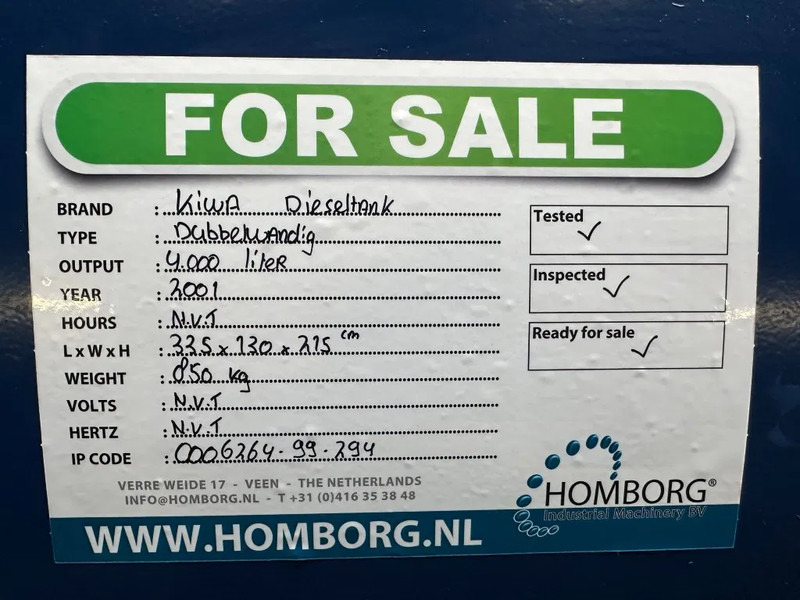 Conteneur maritime Kiwa IBC 4000 liter Kiwa Dubbelwandige Dieseltank: photos 8