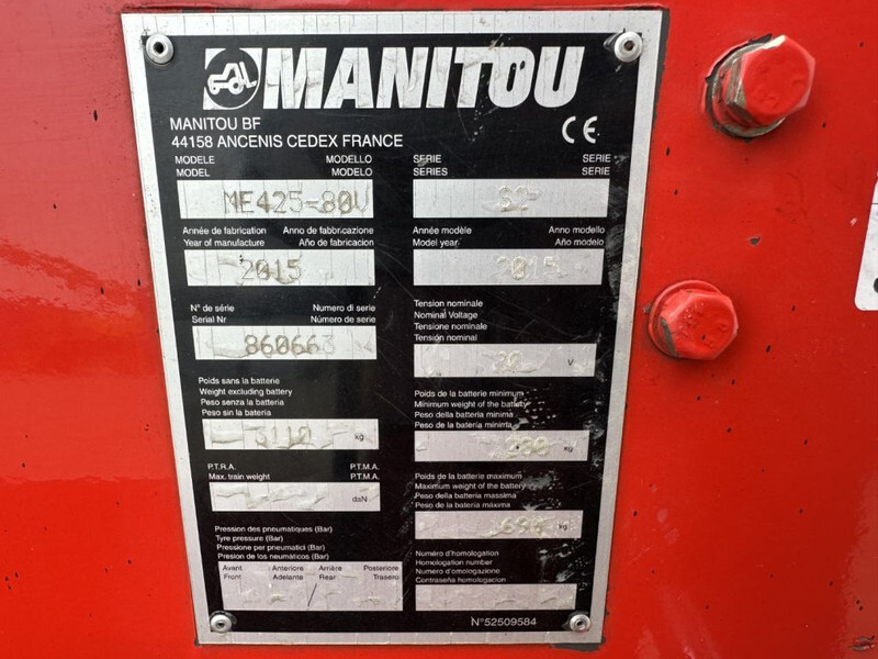 Manitou ME425-80V 2.5 ton Triplex Freelift Sideshift Elektra Heftruck - Chariot élévateur électrique: photos 3 Manitou ME425-80V 2.5 ton Triplex Freelift Sideshift Elektra Heftruck - Chariot élévateur électrique: photos 3
