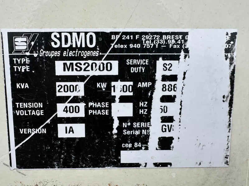 SDMO MS2000 MTU Leroy Somer 2000 kVA generatorset - Groupe électrogène: photos 5 SDMO MS2000 MTU Leroy Somer 2000 kVA generatorset - Groupe électrogène: photos 5