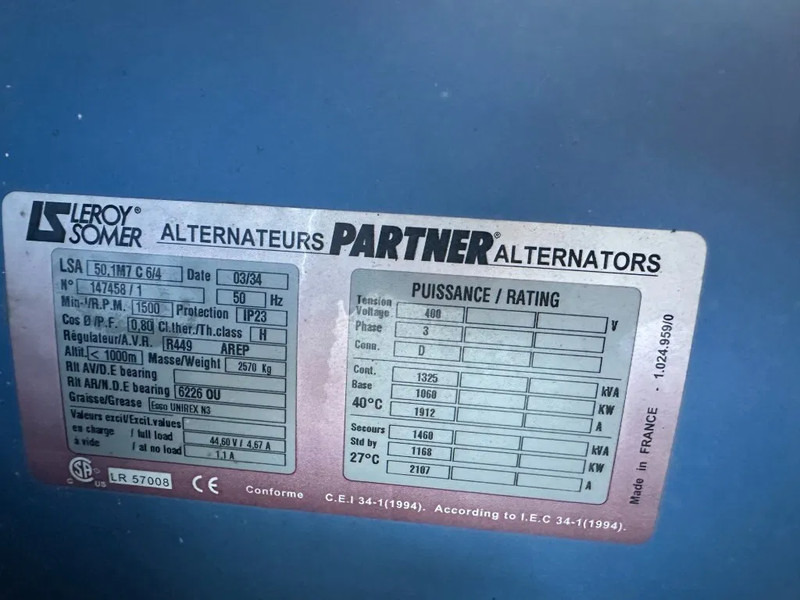 Groupe électrogène SDMO Perkins Leroy Somer 1460 kVA Silent generatorset Powerplant in 40 ft container: photos 9 Groupe électrogène SDMO Perkins Leroy Somer 1460 kVA Silent generatorset Powerplant in 40 ft container: photos 9
