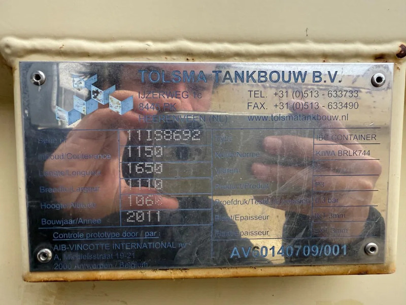 Tolsma Kiwa IBC 1150 liter Dieseltank Milieutank - Conteneur maritime: photos 4 Tolsma Kiwa IBC 1150 liter Dieseltank Milieutank - Conteneur maritime: photos 4