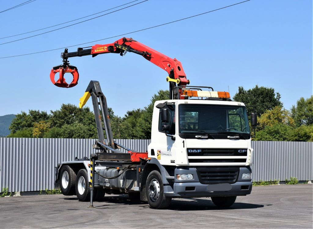 DAF CF 85.340 * ABROLLKIPPER + KRAN * TOP - Camion grue, Camion ampliroll: photos 1 DAF CF 85.340 * ABROLLKIPPER + KRAN * TOP - Camion grue, Camion ampliroll: photos 1