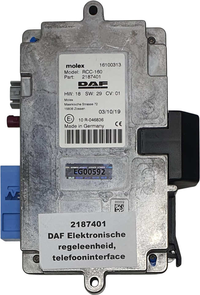 DAF ELEKTRONISCHE REGELENHEID, TELEFOONINTERFACE | 2187401 - Bloc de gestion pour Camion: photos 1 DAF ELEKTRONISCHE REGELENHEID, TELEFOONINTERFACE | 2187401 - Bloc de gestion pour Camion: photos 1