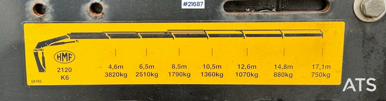 Camion grue Volvo Volvo FM450 Kranbil m/ 21 t/m HMF kran og Løftelem. 194 000 km!: photos 20