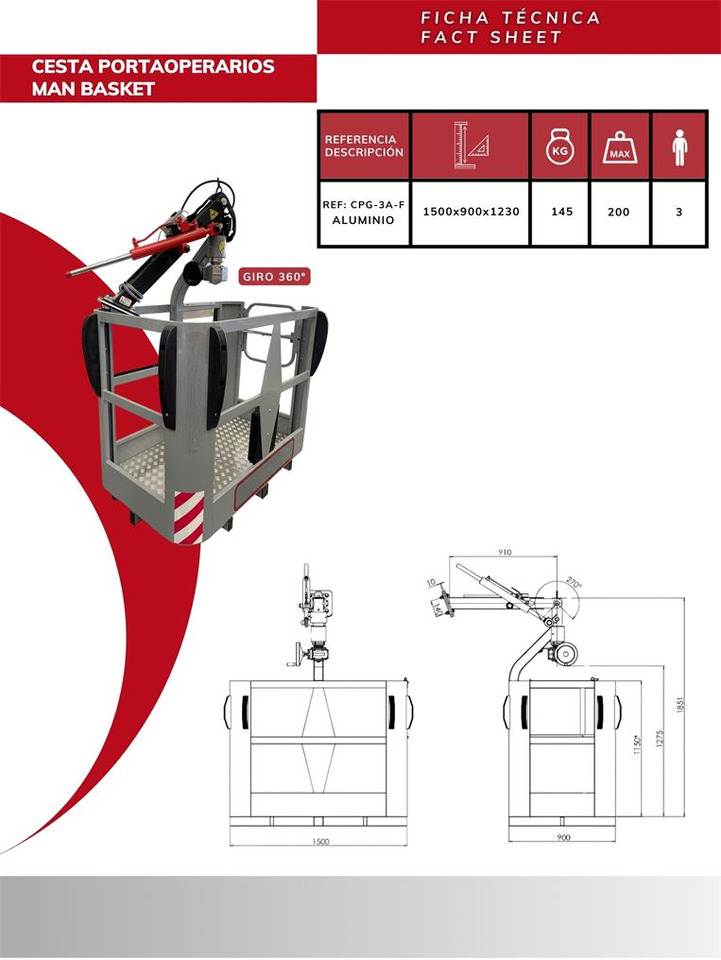 Aluminum Crane Basket CPG-3A-F - Accessoire pour Grue auxiliaire: photos 5 Aluminum Crane Basket CPG-3A-F - Accessoire pour Grue auxiliaire: photos 5