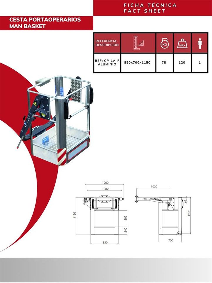 Aluminum operator basket CP-1A-F - Accessoire pour Grue auxiliaire: photos 3 Aluminum operator basket CP-1A-F - Accessoire pour Grue auxiliaire: photos 3
