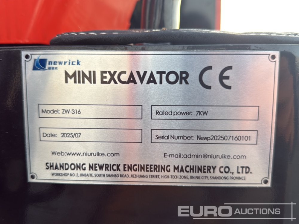 Mini pelle Unused 2025 Newrick ZW316: photos 34