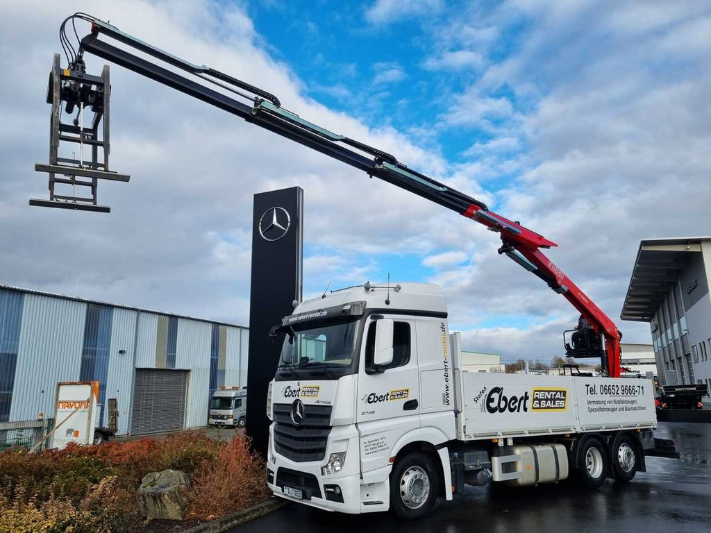 Mercedes-Benz Actros 2745 L 6x2 Baustoffpritsche+Kran Retarder - Camion grue, Camion plateau: photos 1 Mercedes-Benz Actros 2745 L 6x2 Baustoffpritsche+Kran Retarder - Camion grue, Camion plateau: photos 1