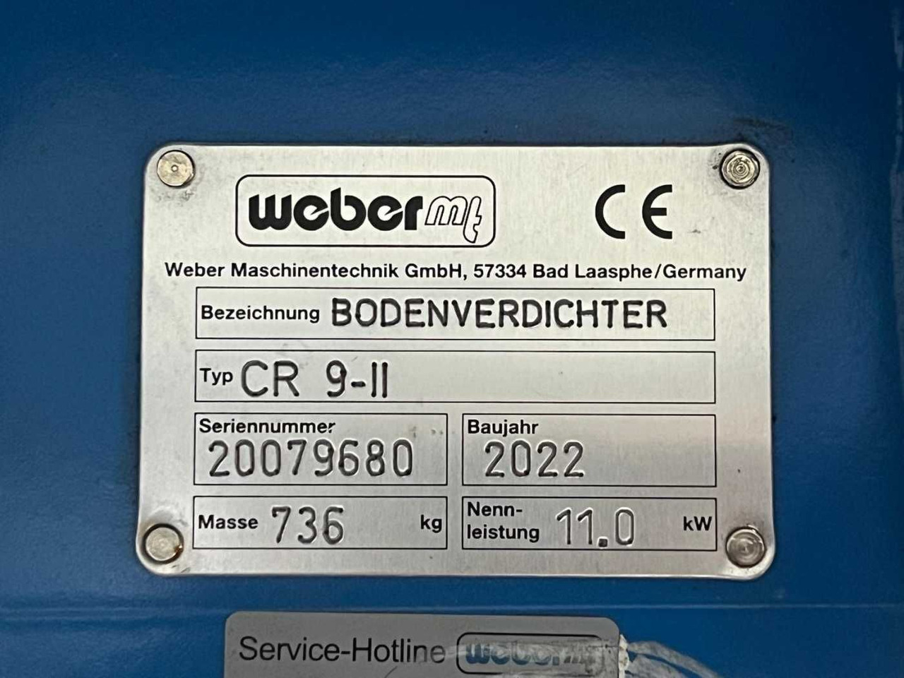 Plaque vibrante Weber CR 9 Hatz-Diesel / 736kg / E-Start / DEMO: photos 11
