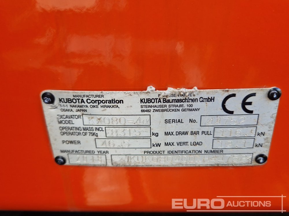 Mini pelle 2018 Kubota KX080-4A: photos 48