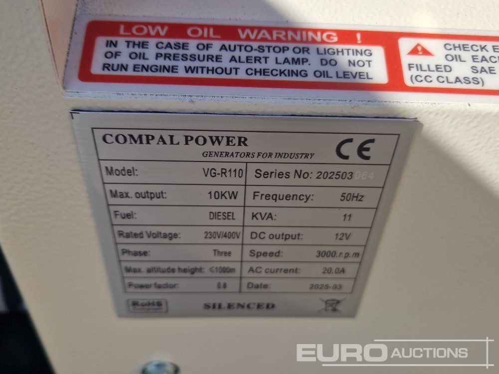 Groupe électrogène Unused 2025 Compal Power VG-R110: photos 17