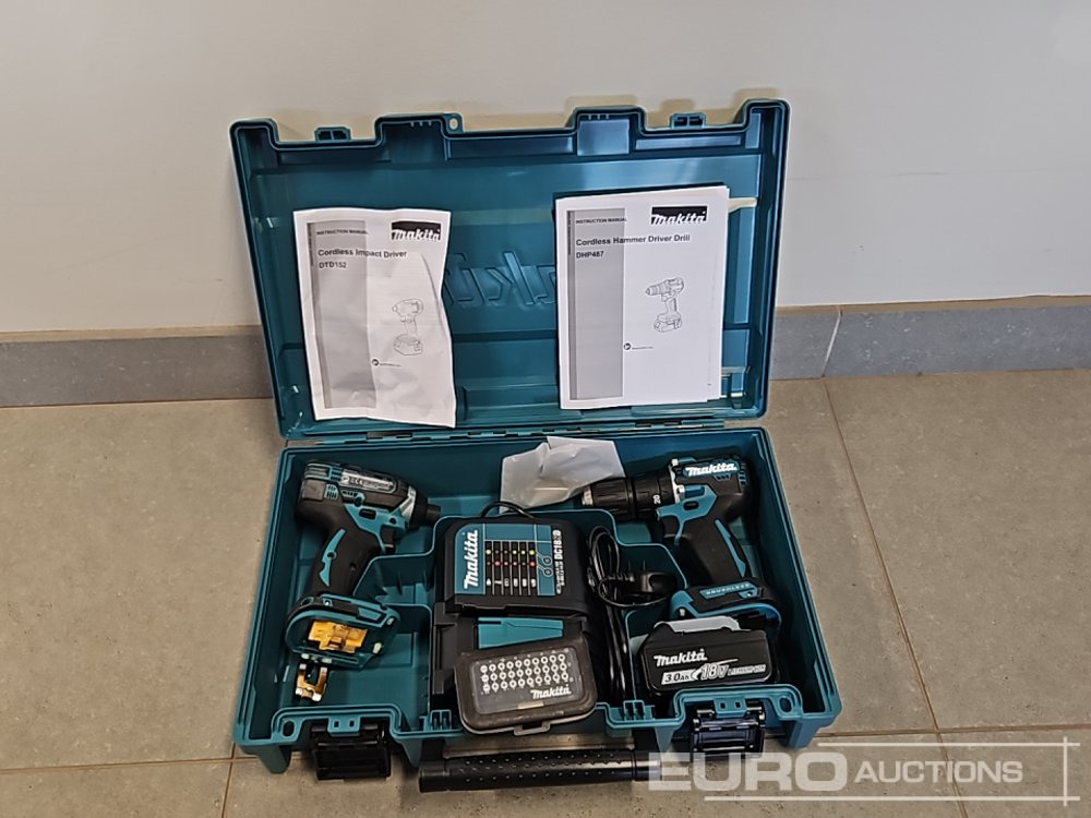 Unused Makita DHP453 18V LXT Combi Dril, Makita DTD152 18V LXT Impact Driver, Battery, Charger, Bit Set - Équipement de garage: photos 2 Unused Makita DHP453 18V LXT Combi Dril, Makita DTD152 18V LXT Impact Driver, Battery, Charger, Bit Set - Équipement de garage: photos 2