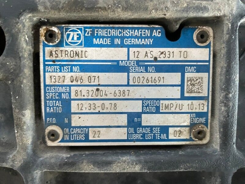 MAN ZF 12AS 2331 TO R=12,33-0,78 81.32004-6387 - Boîte de vitesse pour Camion: photos 1 MAN ZF 12AS 2331 TO R=12,33-0,78 81.32004-6387 - Boîte de vitesse pour Camion: photos 1