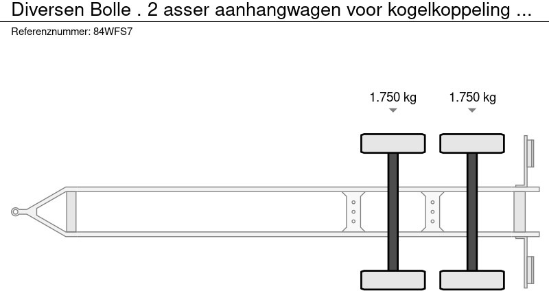 Remorque châssis Diversen Bolle . 2 asser aanhangwagen voor kogelkoppeling 3500 kg: photos 6